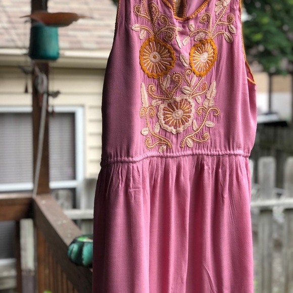 Handmade in Mexico embroidered dress - label is Yibel. L-XL (embedded waist tie) - Picture 1 of 6